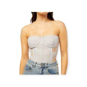 WeWoreWhat Icelandic Blue Lace Strapless Corset Top Size 0 Boned Summer Chic Fit